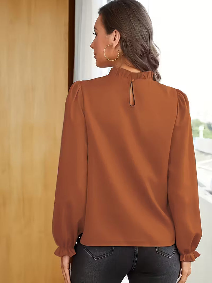 Aurelija - Blusa Con Cuello Con Volantes y Mangas Abullonadas
