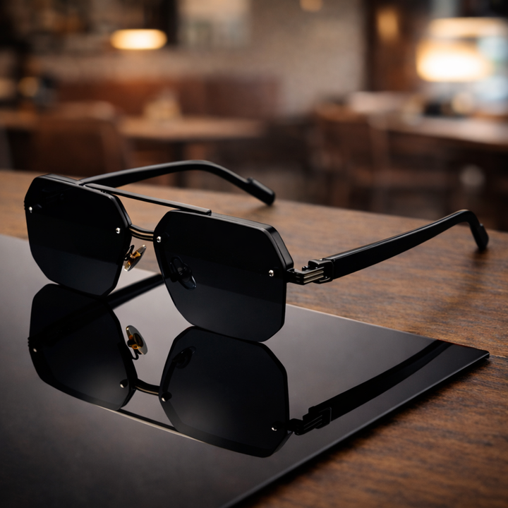 NoirEdge - Gafas De Sol Clásicas De Media Montura