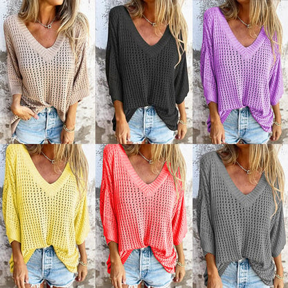 Shilana - Top De Punto Hueco Con Cuello En V