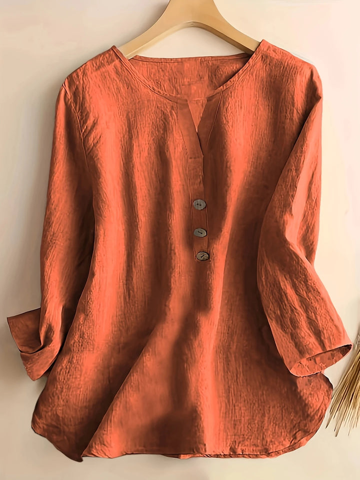 Mykaela - Blusa Informal De Algodón Y Lino