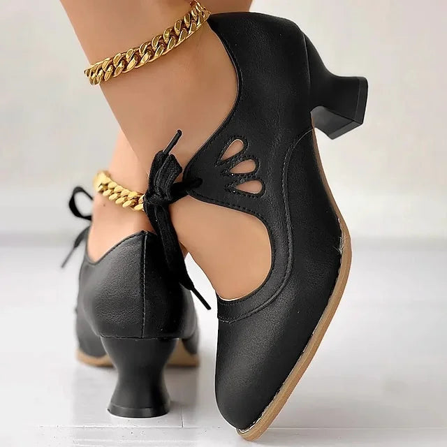 Zydrune - Zapatos de Tacón Alto de Cuero Vintage