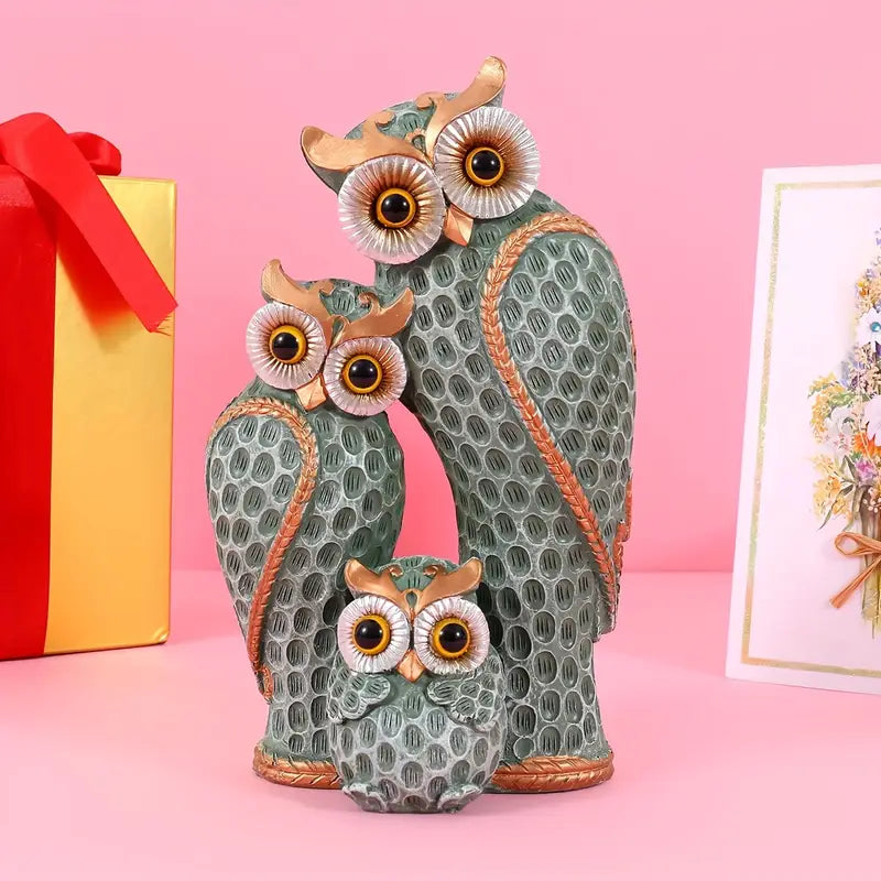 EchoOwlet - Figurita Moderna De Una Familia De Búhos