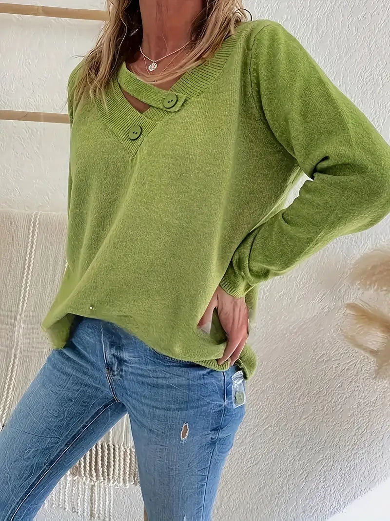 Shareena - Jersey De Punto Con Cuello En V