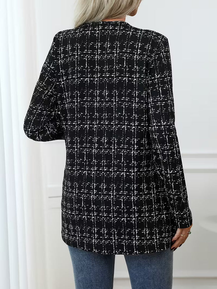 Zikana - Chaqueta Larga a Cuadros Con Abertura Frontal