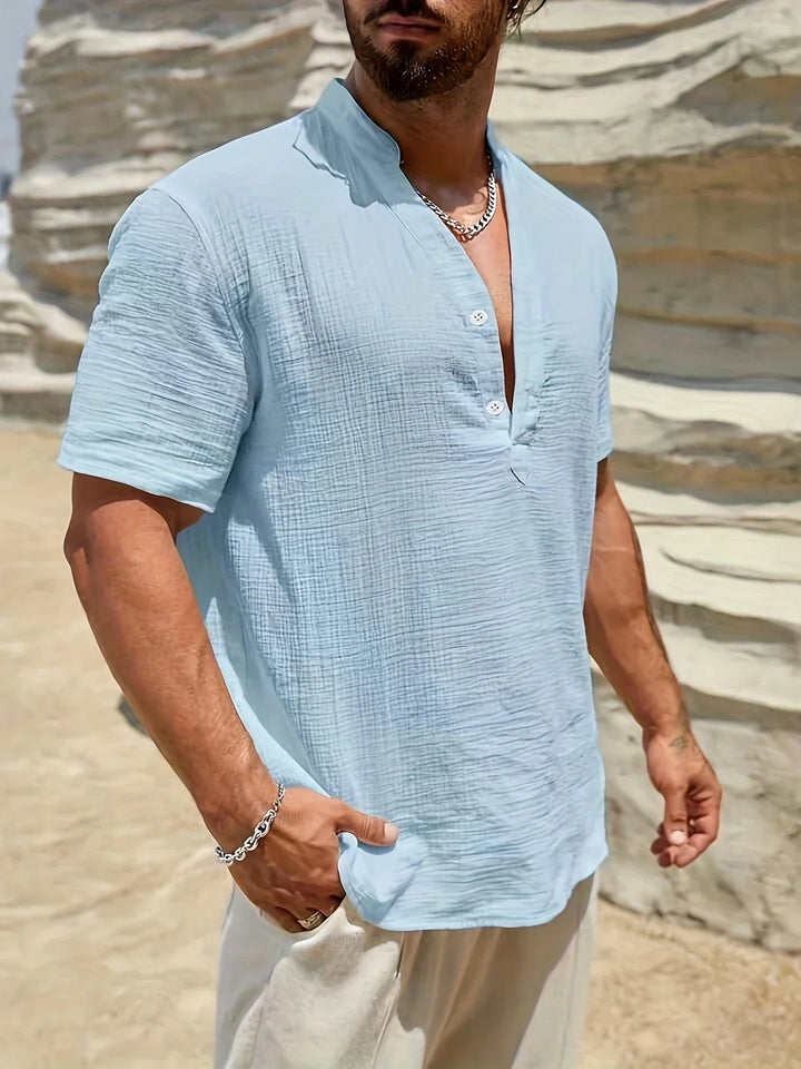 Sancho - Elegante Verano Camisa Con Cuello Alto
