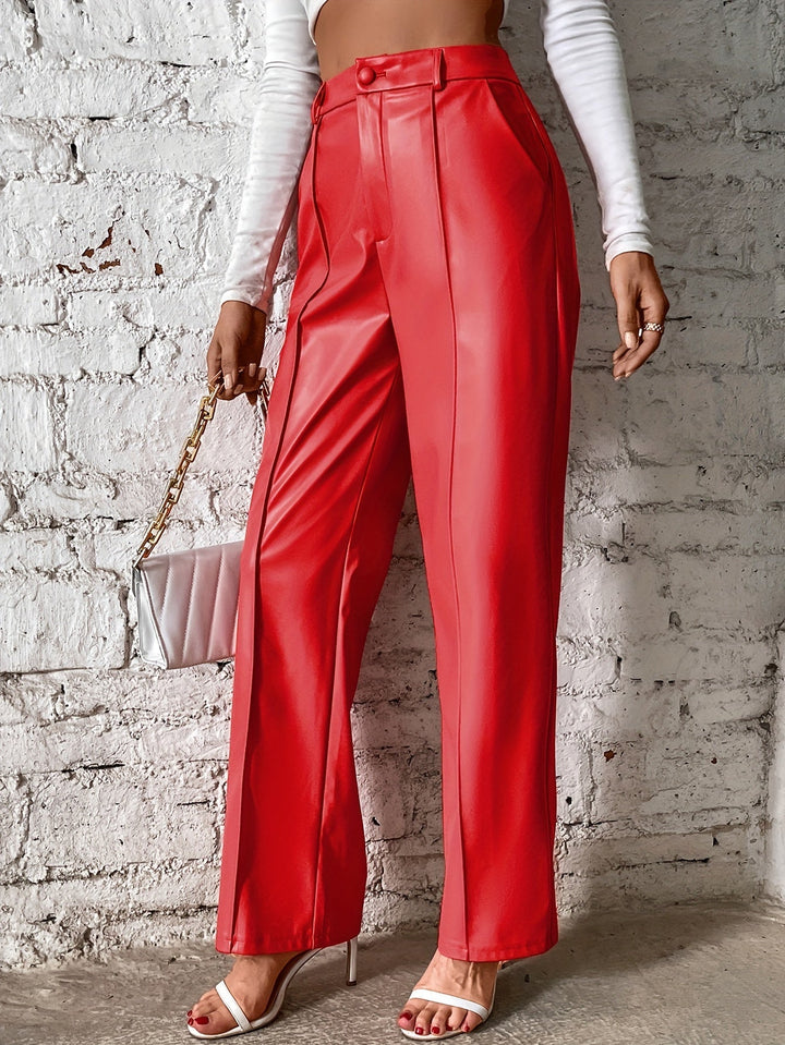 Francine - Pantalones Largos Informales Con Costuras Decorativas