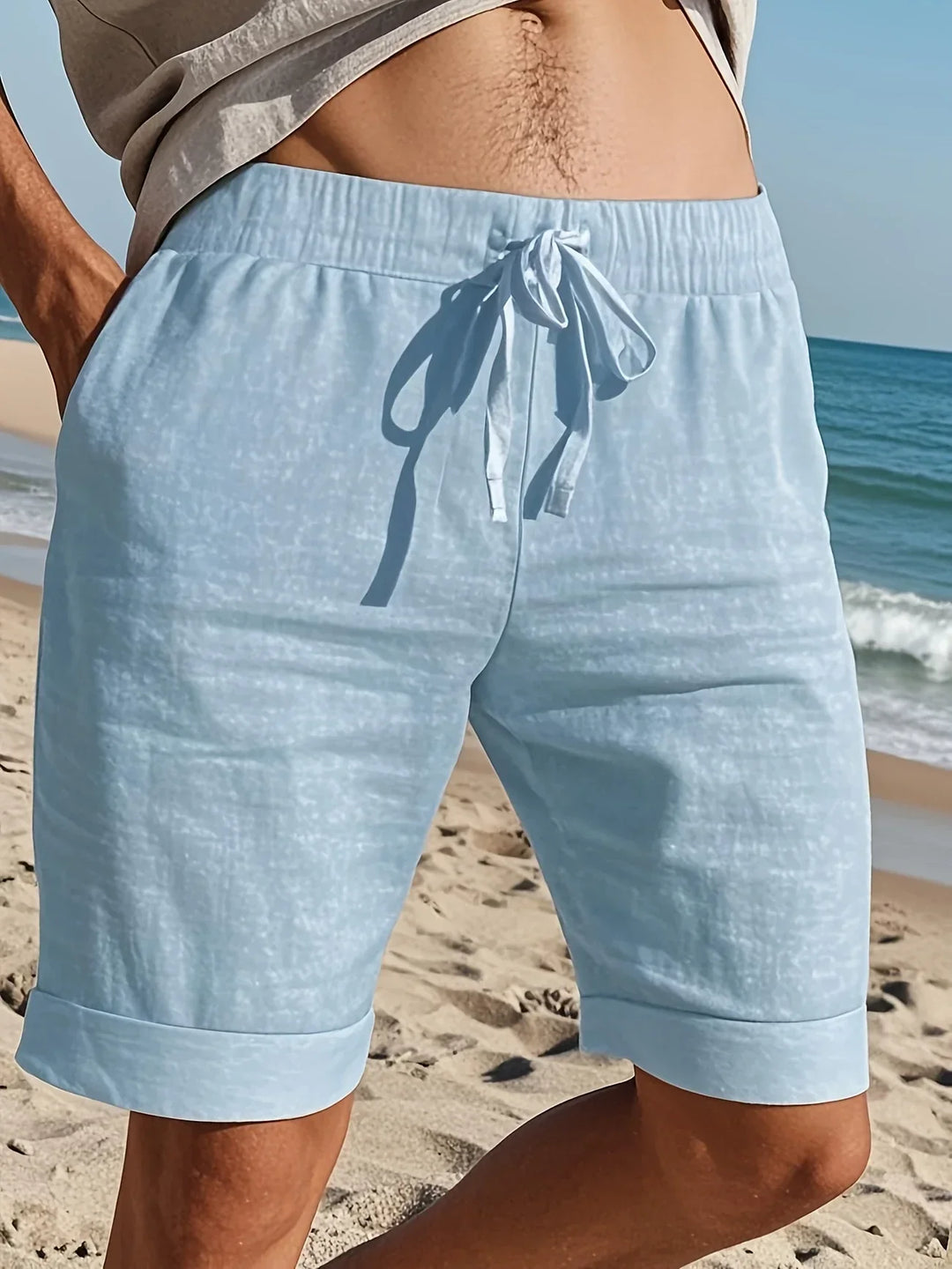 Callan - Pantalones Cortos Informales De Lino Con Bolsillo