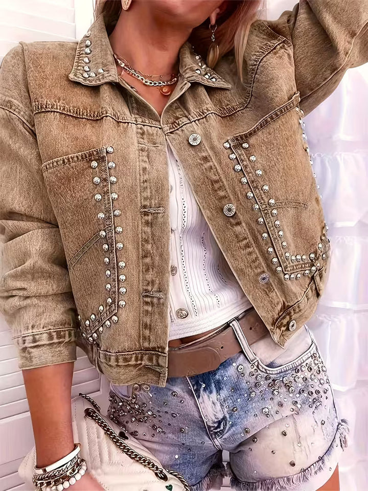 Lieana - Chaqueta Vaquera Abotonada Con Tachuelas