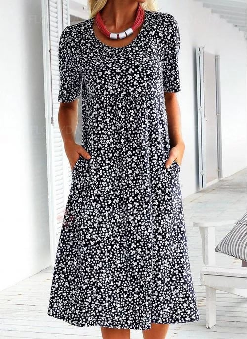 Alisha - Vestido Floral Cuello Redondo
