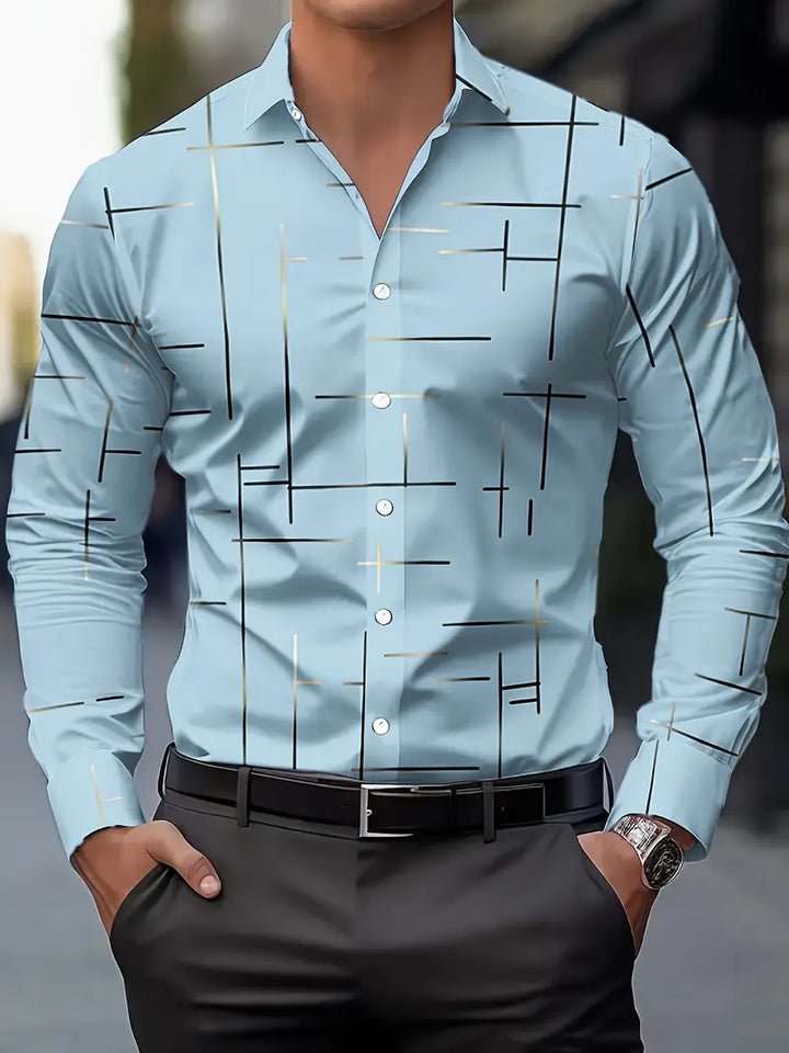 Nerio - Camisa De Manga Larga Con Estampado Geométrico