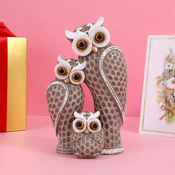 EchoOwlet - Figurita Moderna De Una Familia De Búhos