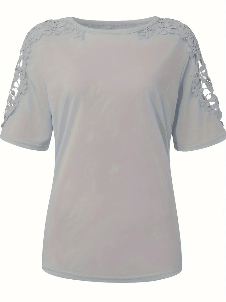 Ancuta - Elegante Verano Manga Corta Camiseta Con Encaje