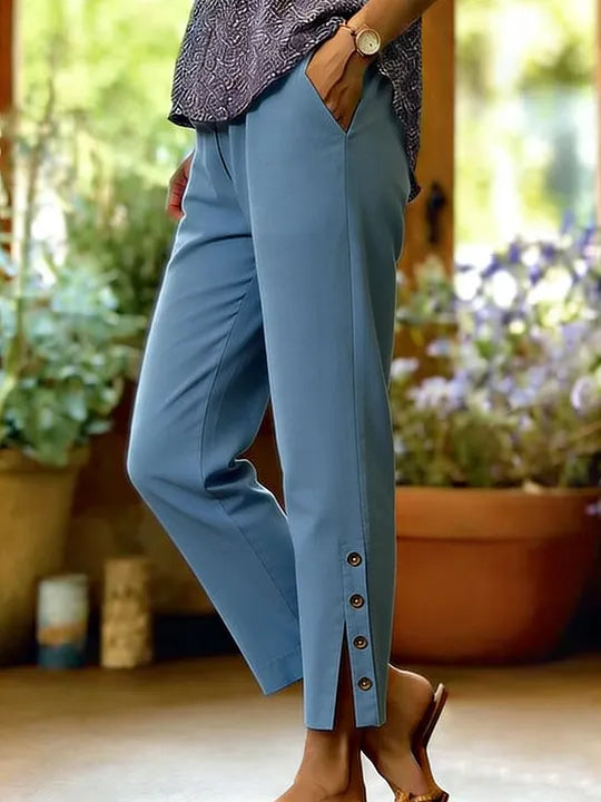 Kileza - Pantalones Informales De Corte Holgado Con Botones