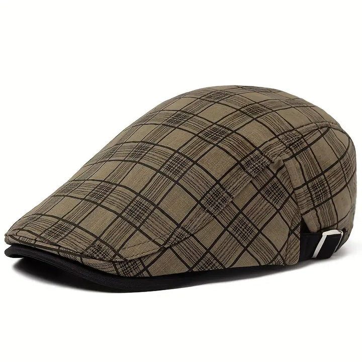 Zared - Gorra Boina Ajustable de Cuadros Vintage