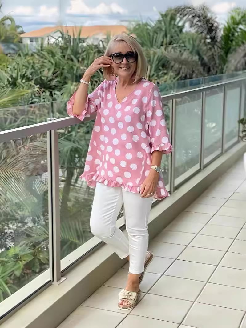 Rosi - Top De Algodón Estampado Con Cuello En V