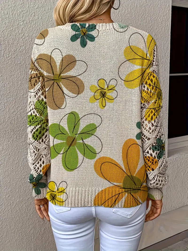 Marzena - Elegante Jersey De Manga Larga Con Estampado Floral