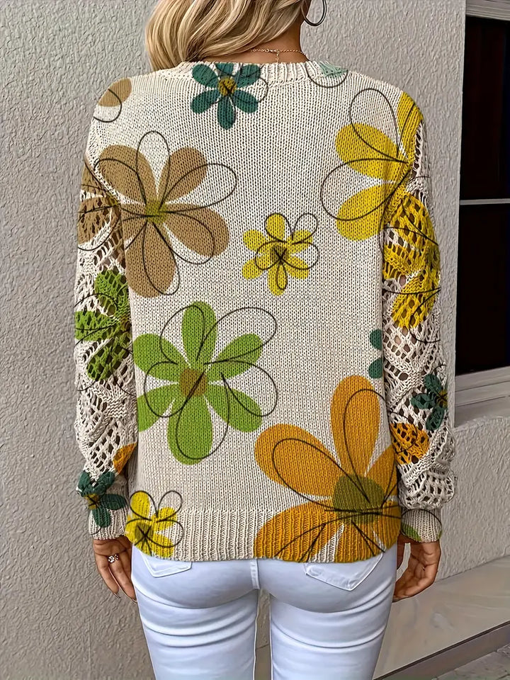 Marzena - Elegante Jersey De Manga Larga Con Estampado Floral