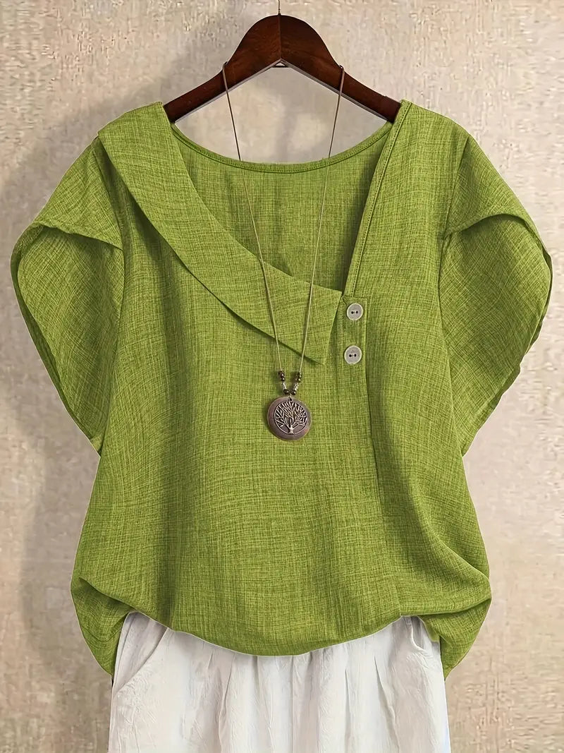 Milany - Blusa Informal Con Escote Asimétrico