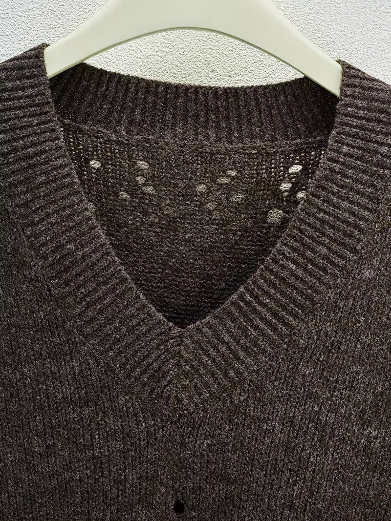 Bimashi - Jersey Holgado de Manga Larga Con Cuello en V