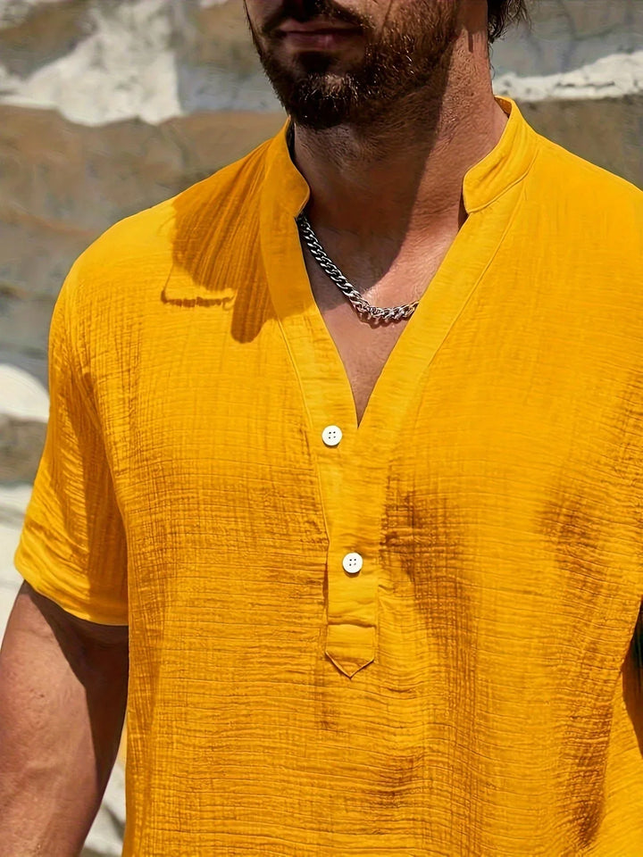 Sancho - Elegante Verano Camisa Con Cuello Alto