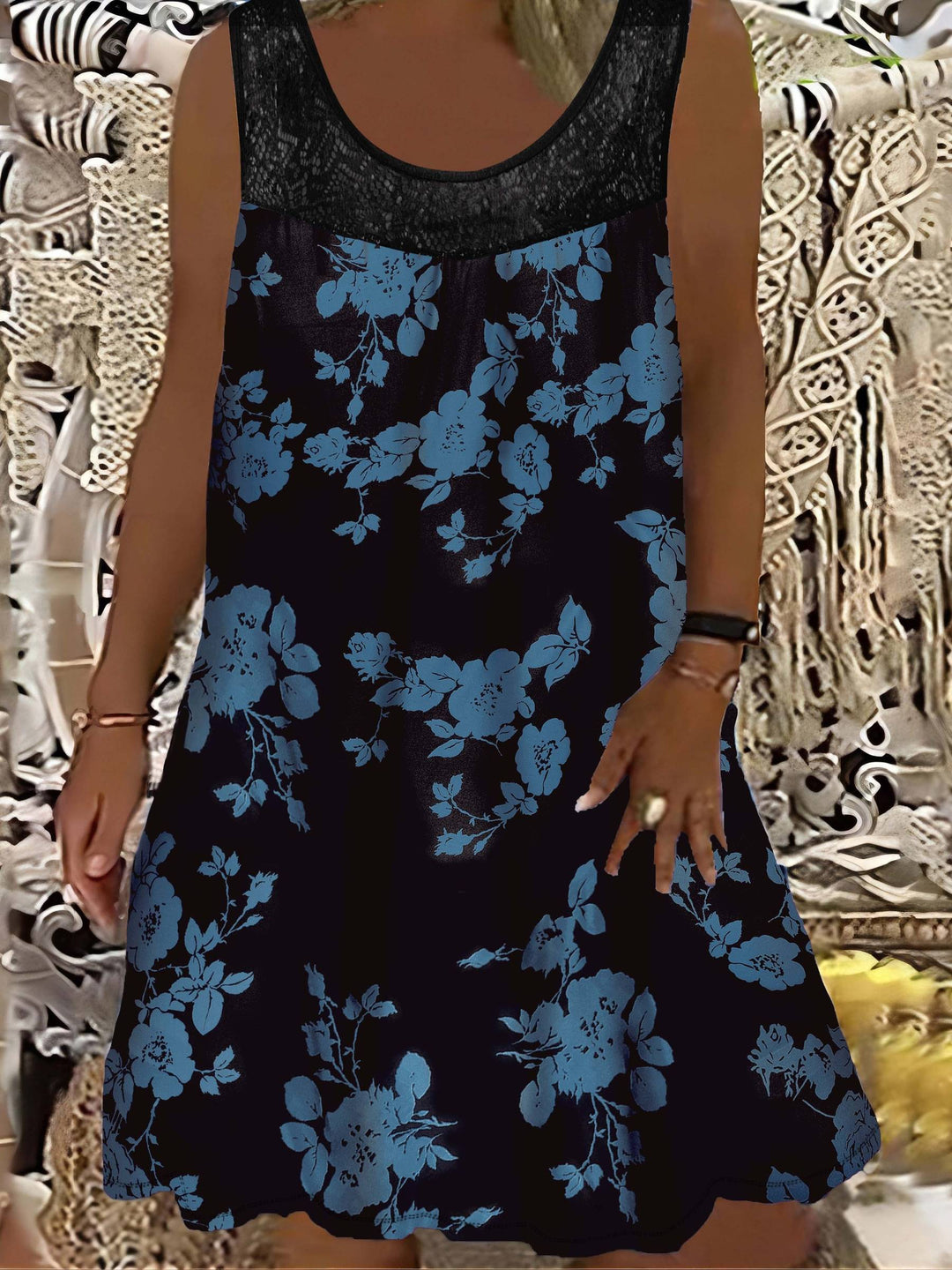 Samudri - Vestido Largo Holgado Sin Mangas y Con Cuello Redondo