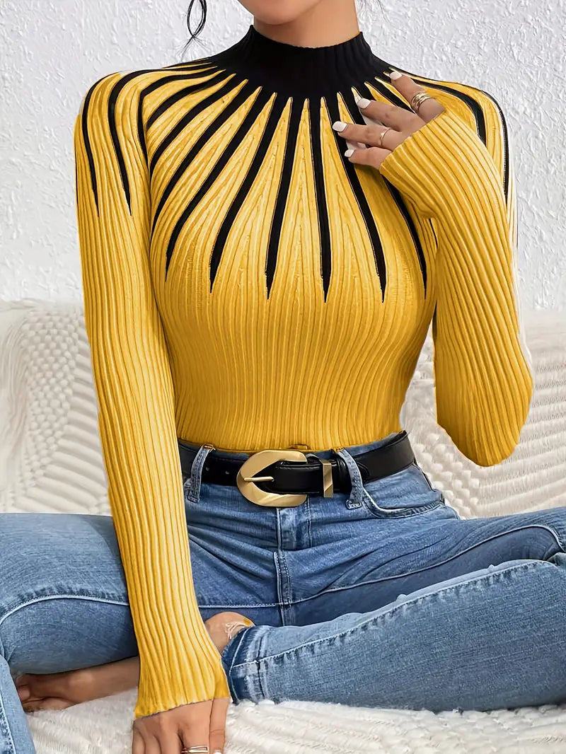 Maider - Elegante Jersey De Manga Larga Con Cuello Alto