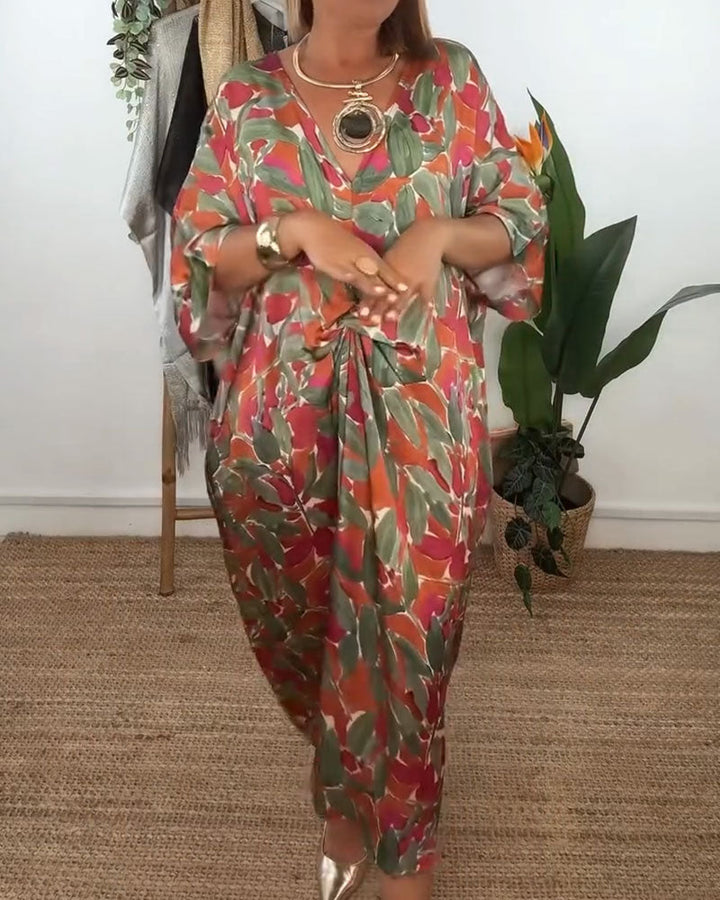 Shilisa - Vestido Con Cuello En V y Estampado De Trenzado