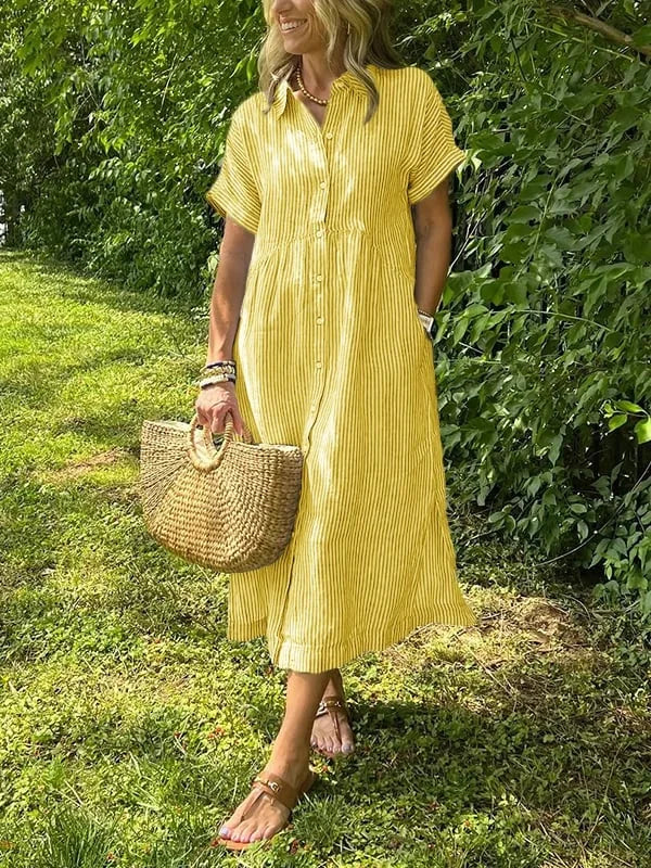 Samara - Elegante Vestido Camisero a Rayas