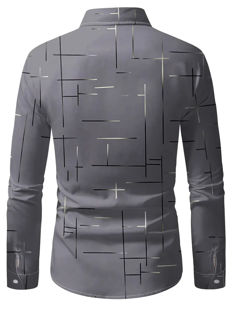 Nerio - Camisa De Manga Larga Con Estampado Geométrico