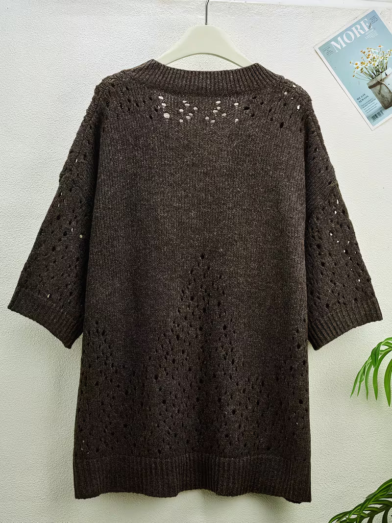 Bimashi - Jersey Holgado de Manga Larga Con Cuello en V