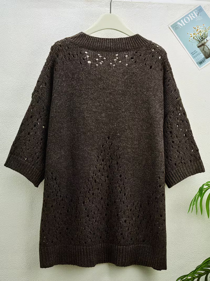 Bimashi - Jersey Holgado de Manga Larga Con Cuello en V