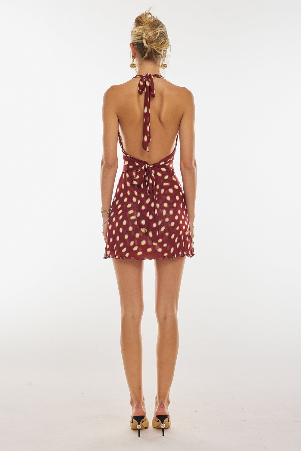 Eugenia - Minivestido sin Espalda con Estampado de Lunares