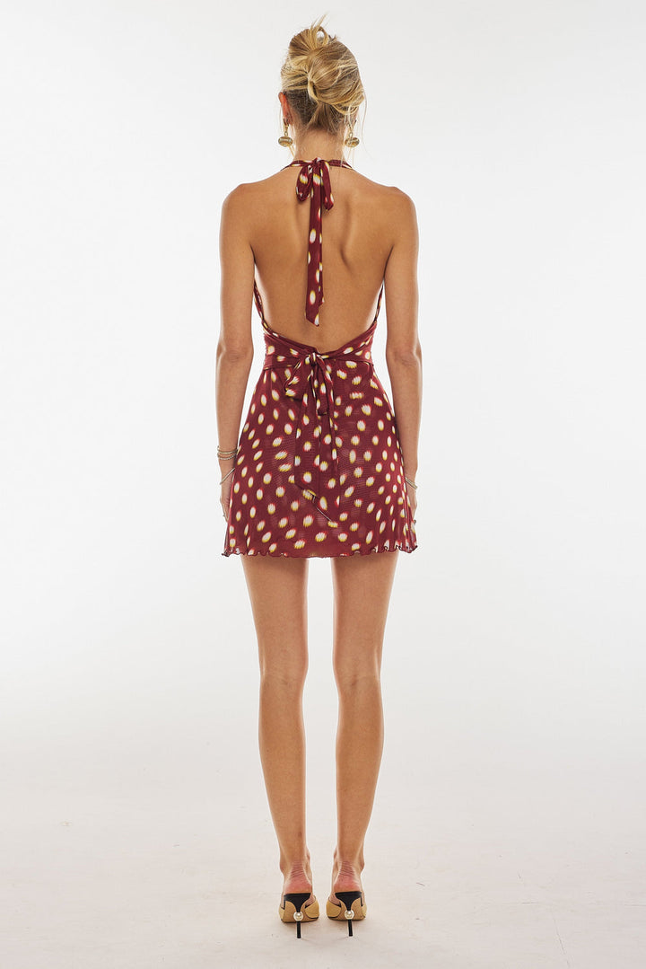 Eugenia - Minivestido sin Espalda con Estampado de Lunares