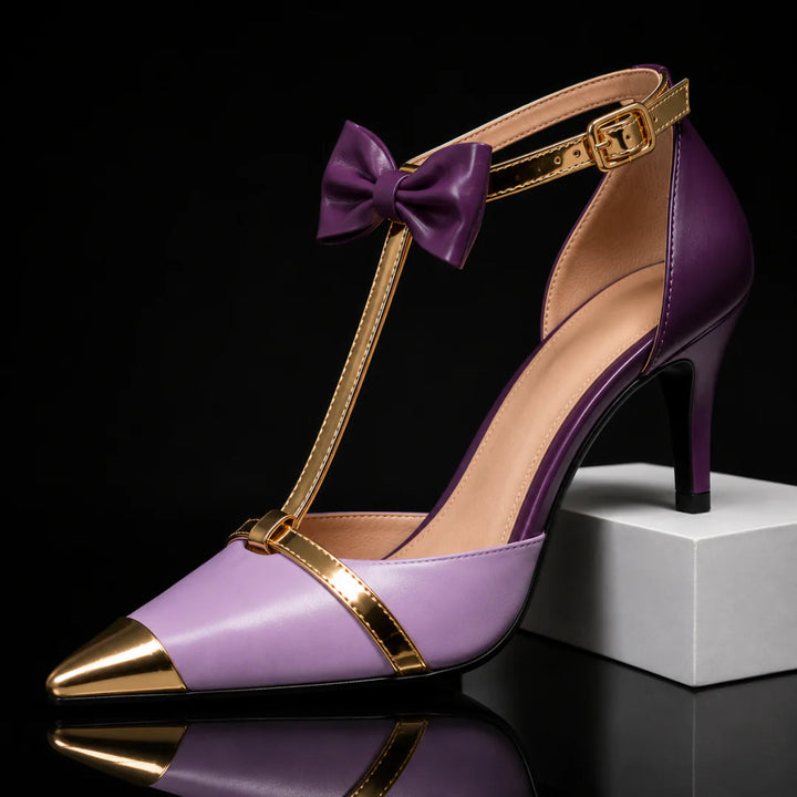Eunice - Zapatos de Tacón Alto Con Lazo y Tiras en T