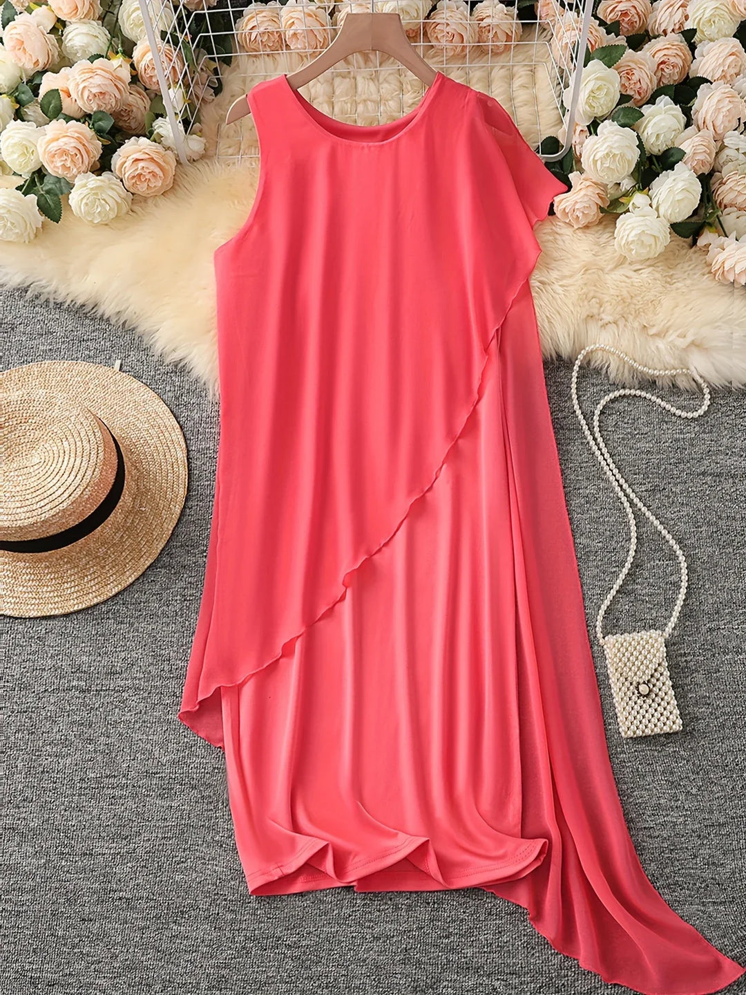 Maren - Elegante Vestido Midi Con Mangas Sin Mangas