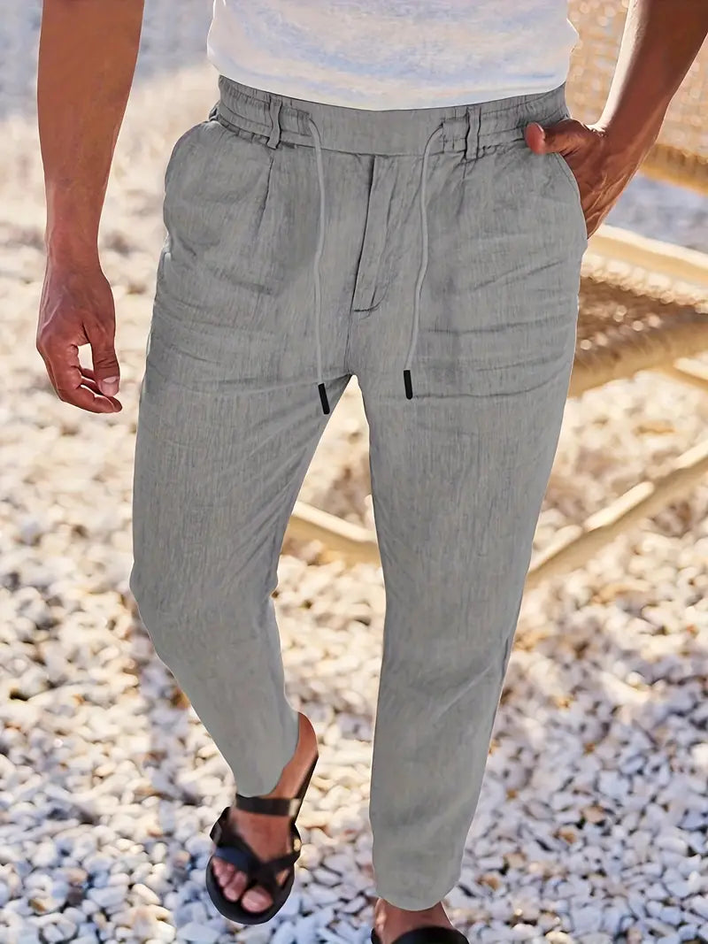 Nichols - Pantalón Holgado De Lino Con Cordón Ajustable