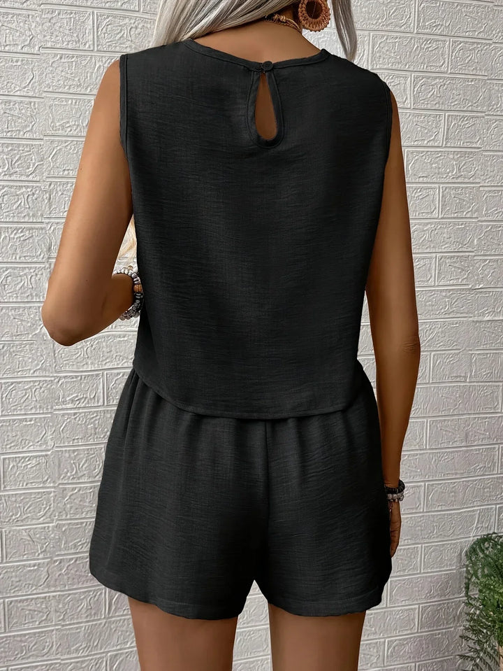 Nella - Conjunto Informal De Top Sin Mangas y Pantalones Cortos