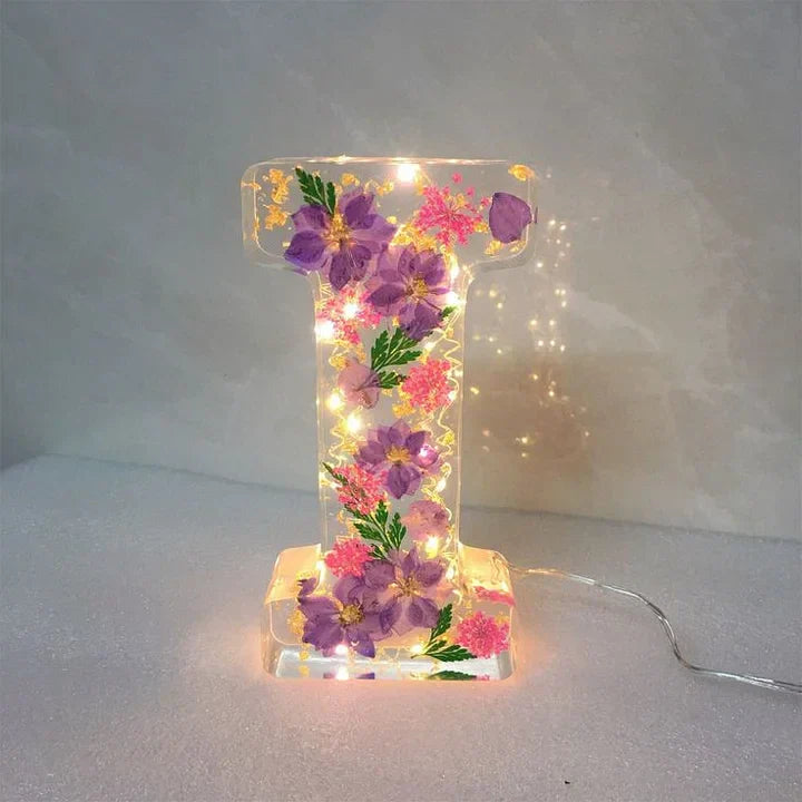 FloraShine - Lámpara Nocturna de Resina Con Flores Hecha a Mano