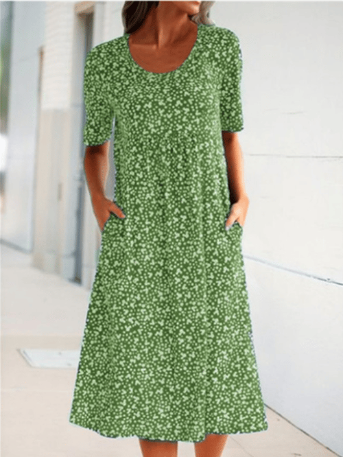 Alisha - Vestido Floral Cuello Redondo