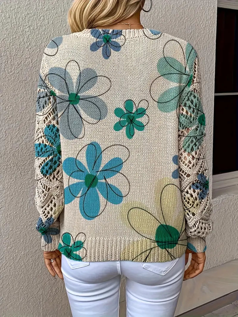 Marzena - Elegante Jersey De Manga Larga Con Estampado Floral