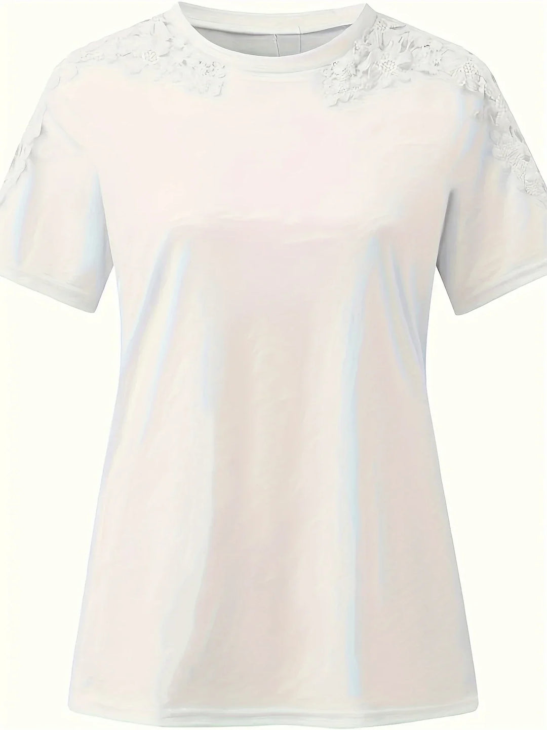 Ancuta - Elegante Verano Manga Corta Camiseta Con Encaje