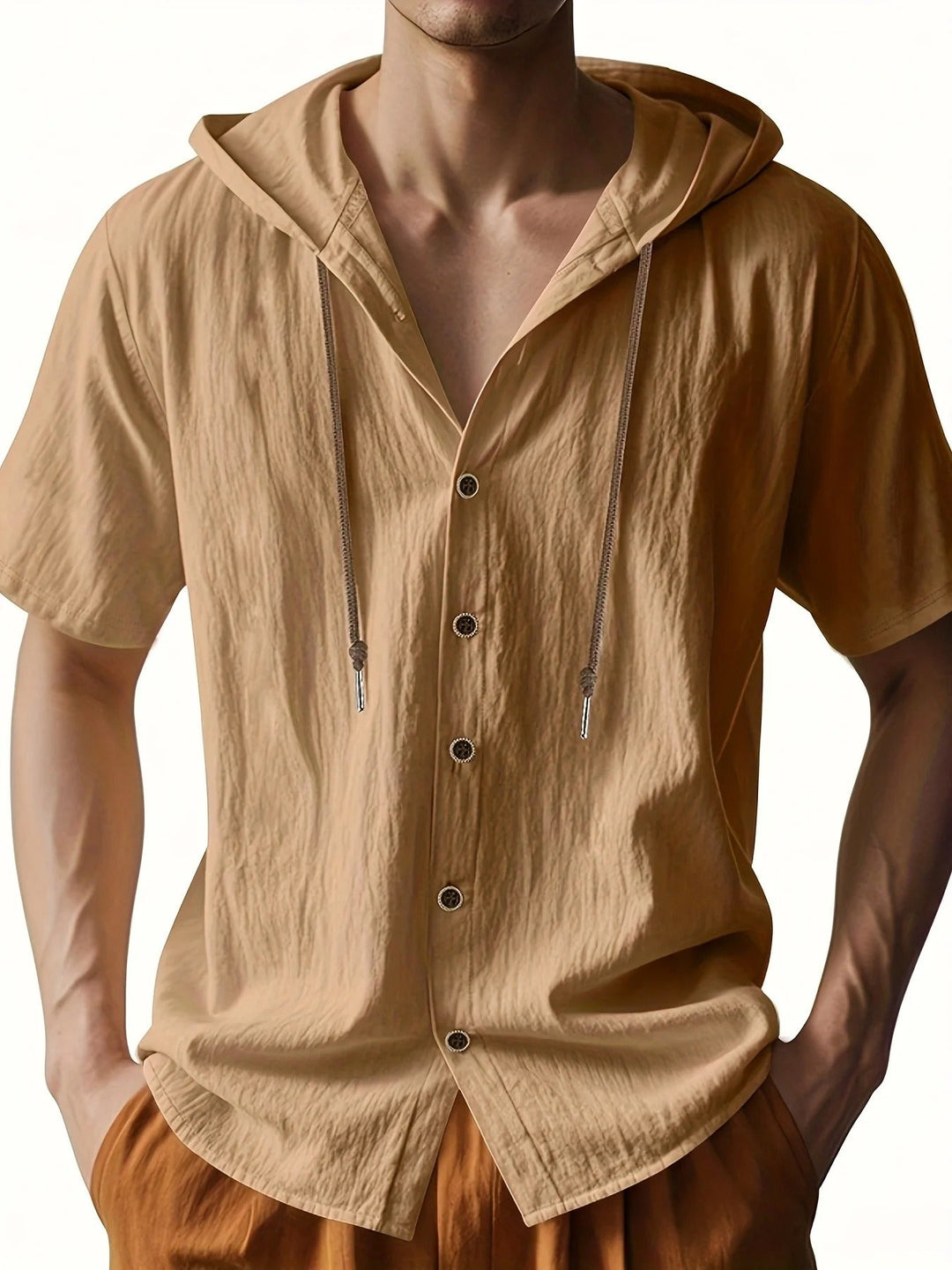 Chadwick - Camisetas Ligeras De Manga Corta Con Capucha Y Tejido De Lino