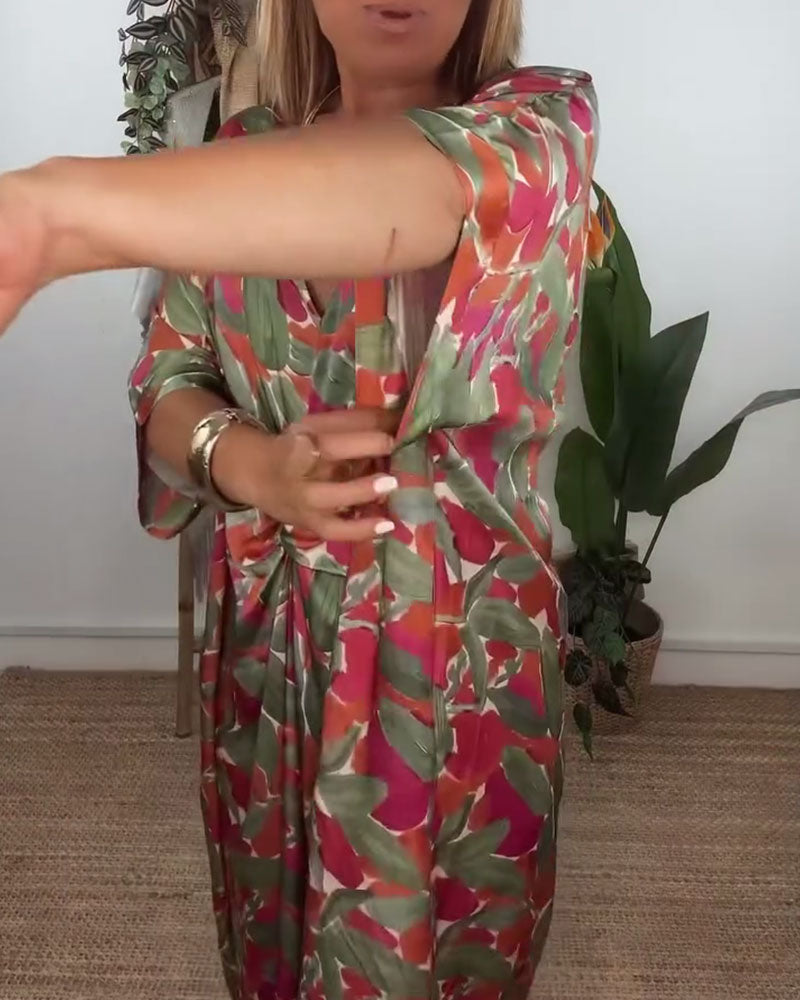 Shilisa - Vestido Con Cuello En V y Estampado De Trenzado