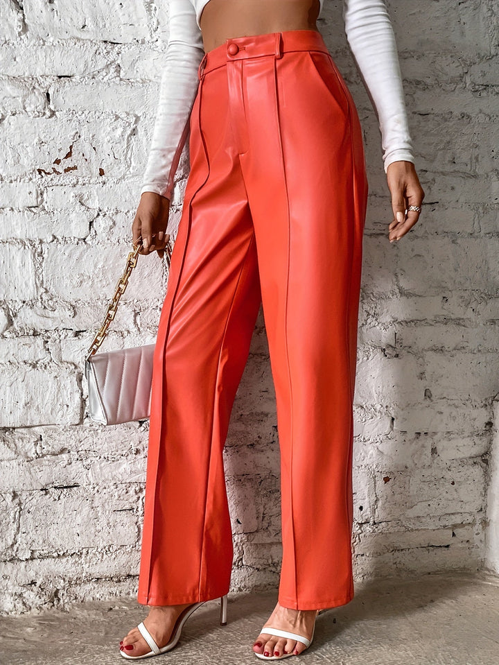 Francine - Pantalones Largos Informales Con Costuras Decorativas