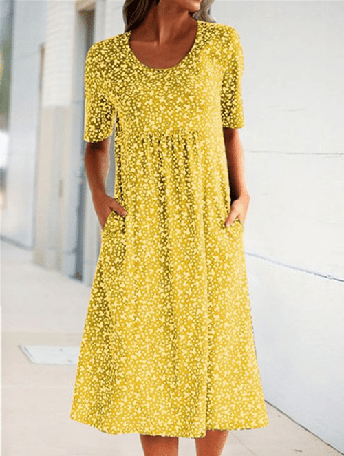 Alisha - Vestido Floral Cuello Redondo