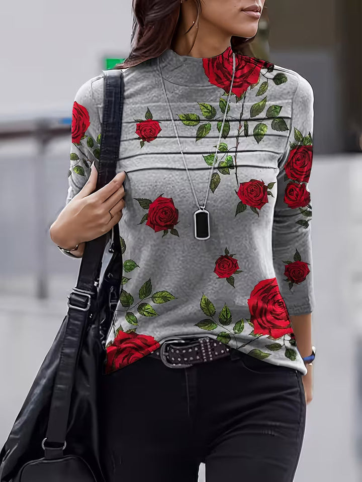Zinie - Top De Cuello Alto Con Estampado Floral