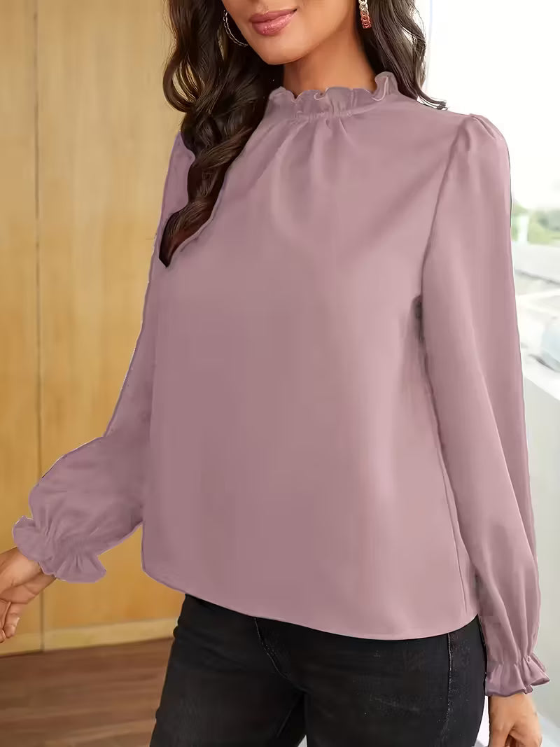 Aurelija - Blusa Con Cuello Con Volantes y Mangas Abullonadas