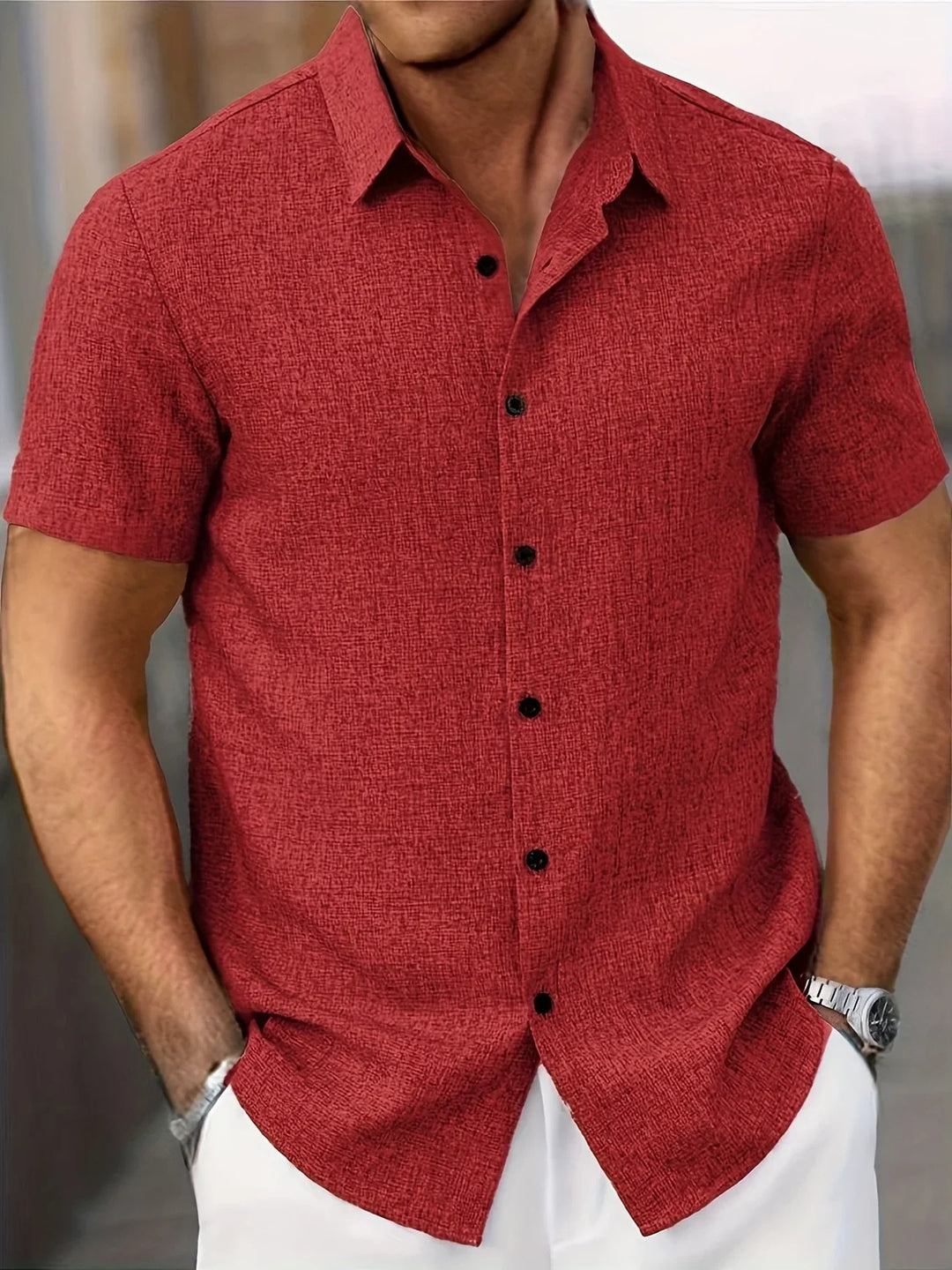 Dwight - Camisa De Manga Corta Ligera De Mezcla De Lino