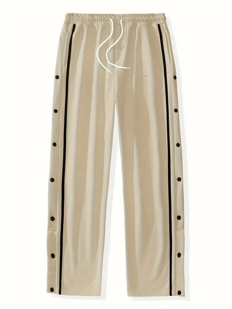 Mendis - Pantalón Deportivo Informal de Pierna Recta Con Botón a Presión