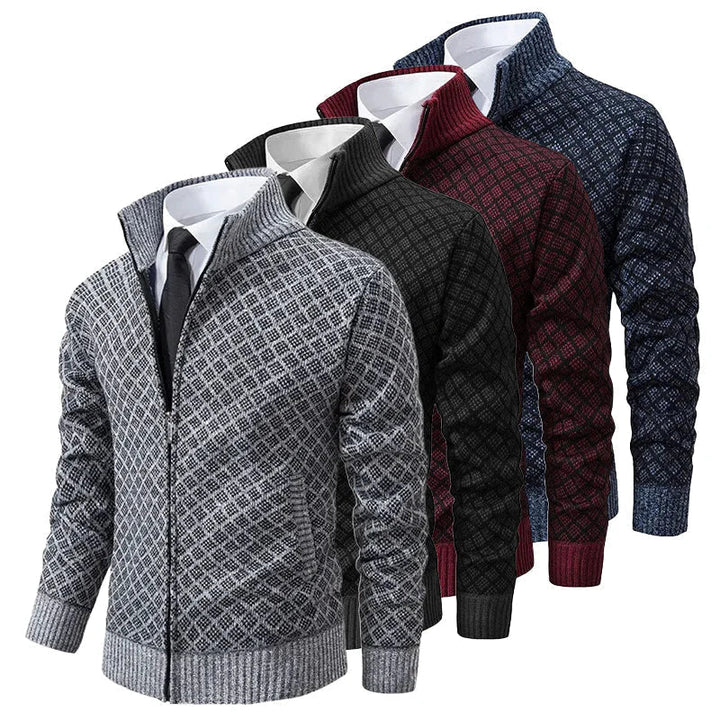 Klarik - Cárdigan De Punto Con Cremallera Completa Y Diseño De Rombos